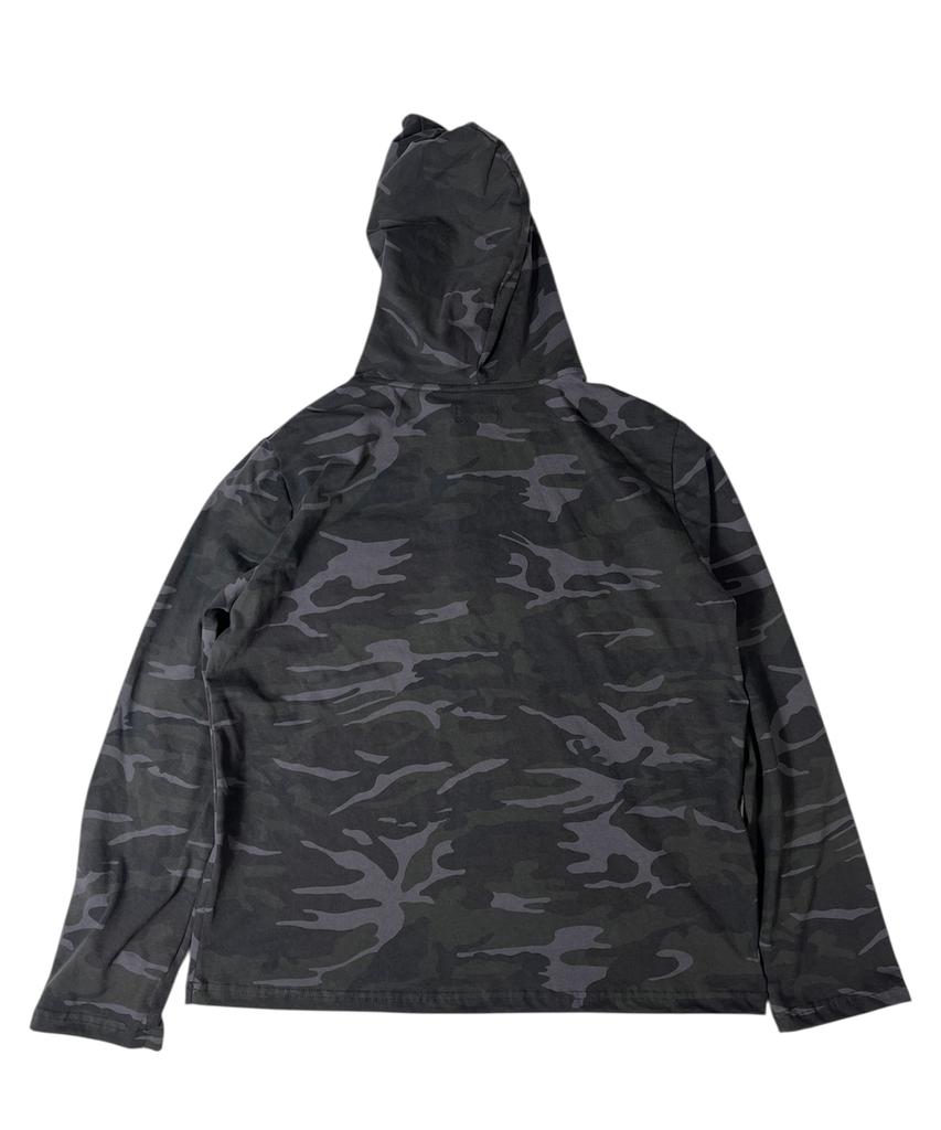 Camouflage 8 Henley Neck Hoodie ((Dark Gray))