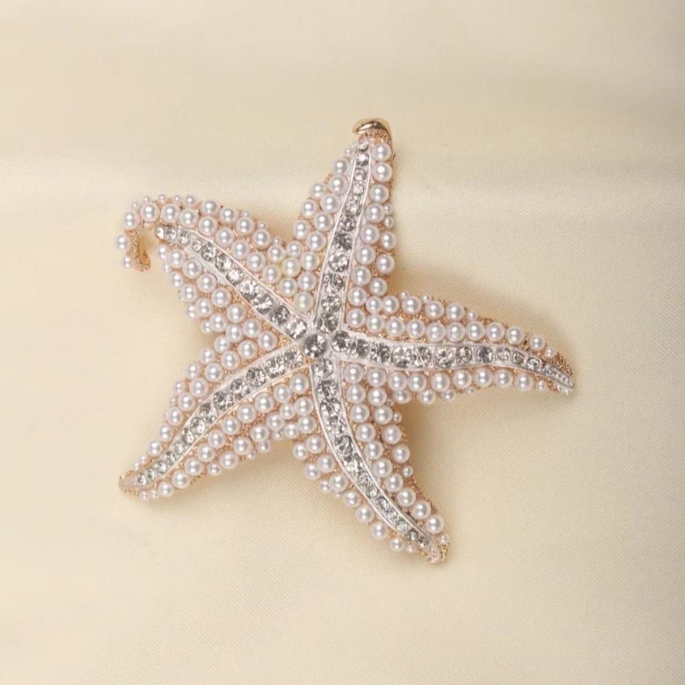 Broche Étoile de Mer Exquise Sertie de Diamants Perle Broche Personnalisée Accessoires Femmes