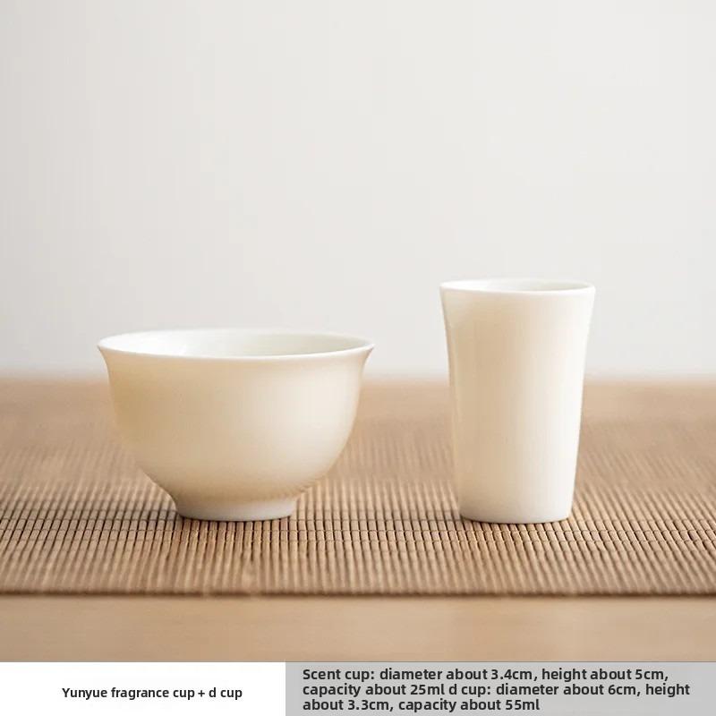 Weiße Porzellan-Teetasse Schafsfett-Jaspis Chinesische Kleine Teeverkostungs-Teegeschirr-Tasse Duft-Teetassen Kung Fu Tassen-Set