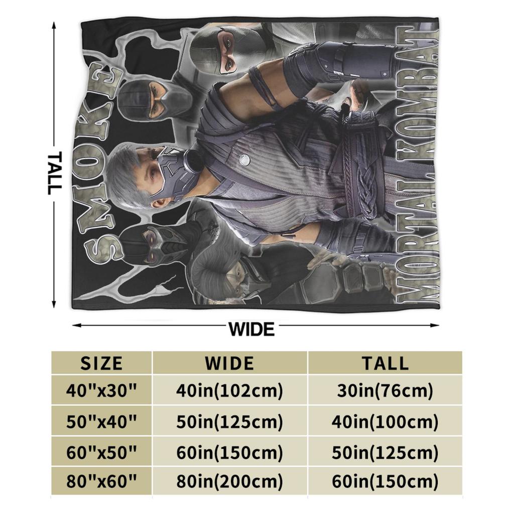 Mortal Kombat Smoke MK Blankets Fleece Warm Throw Blankets for Bedroom Sofa Bedspread