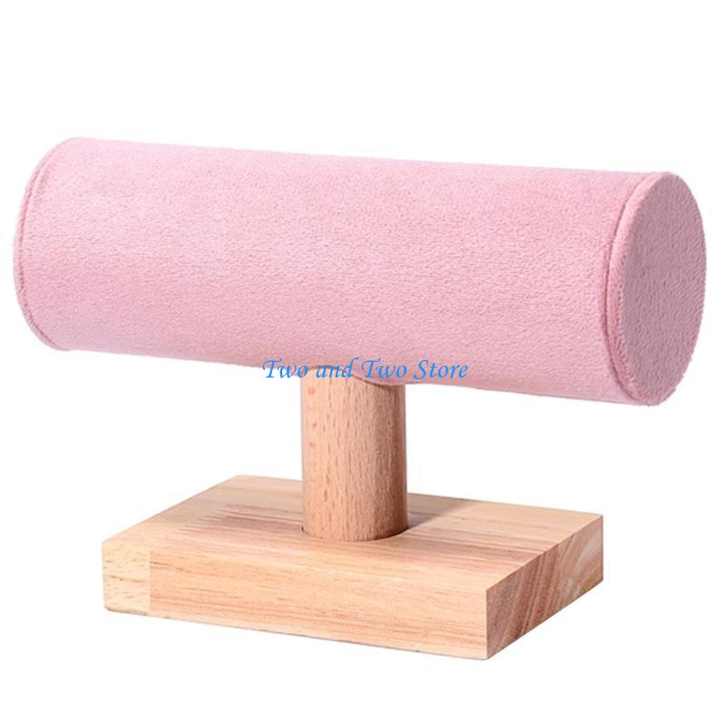 HX6F Wooden Display Stand Jewelry Storage Shelf Bracelet Bangles Wristchain розовый