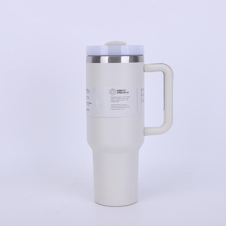 40 Oz Insulated Mug with Handle Straw and Lid. Stainless Steel Portable Drinking Mug, BPA free Keeps Water Hot or Cold Longer