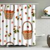 Strawberry-Themed Shower Curtain With Hanging Basket Pattern For Bathroom Decor Waterproof Fabric Material (Size180X180Cm)