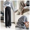 Autumn/Winter Maternity Wide-Leg Cashmere Pants: High Waist, Slimming, Straight Leg