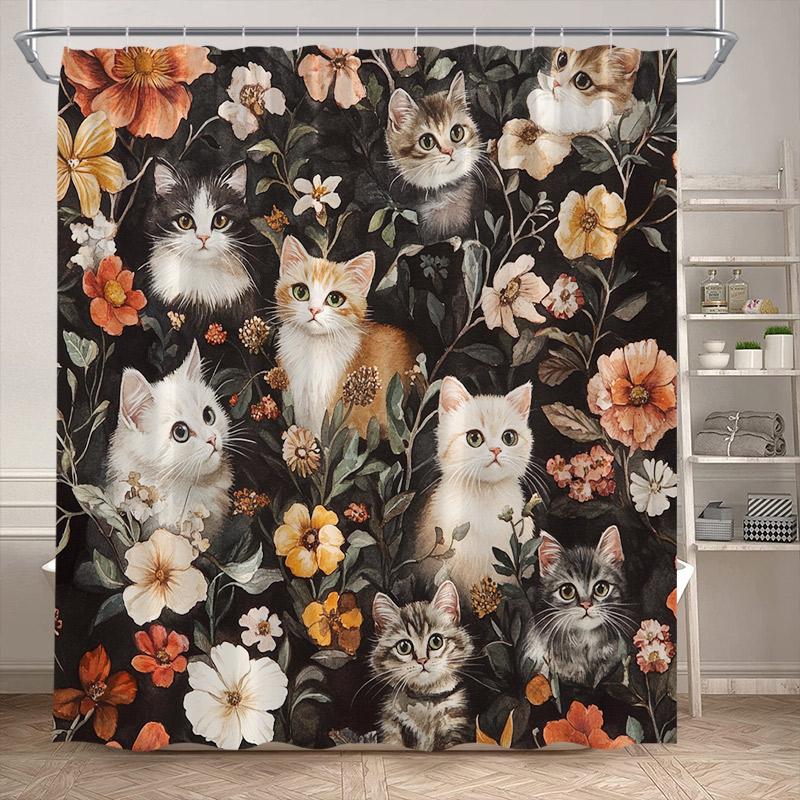 Funny Bathing Dogs Shower Curtain Bathtub Wash Your Paws Cute Pet Cartoon Animals Bath Curtains Fabric Bathroom Decor with Hooks