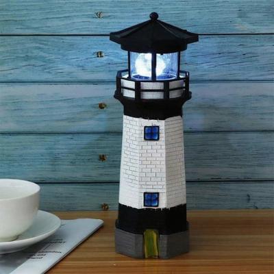 Solar Rotating Lighthouse Garden Light with Auto-On/Off Weather-Resistant & Easy Setup Romantic Night Lamp Resin Plastic Outdoor Decor