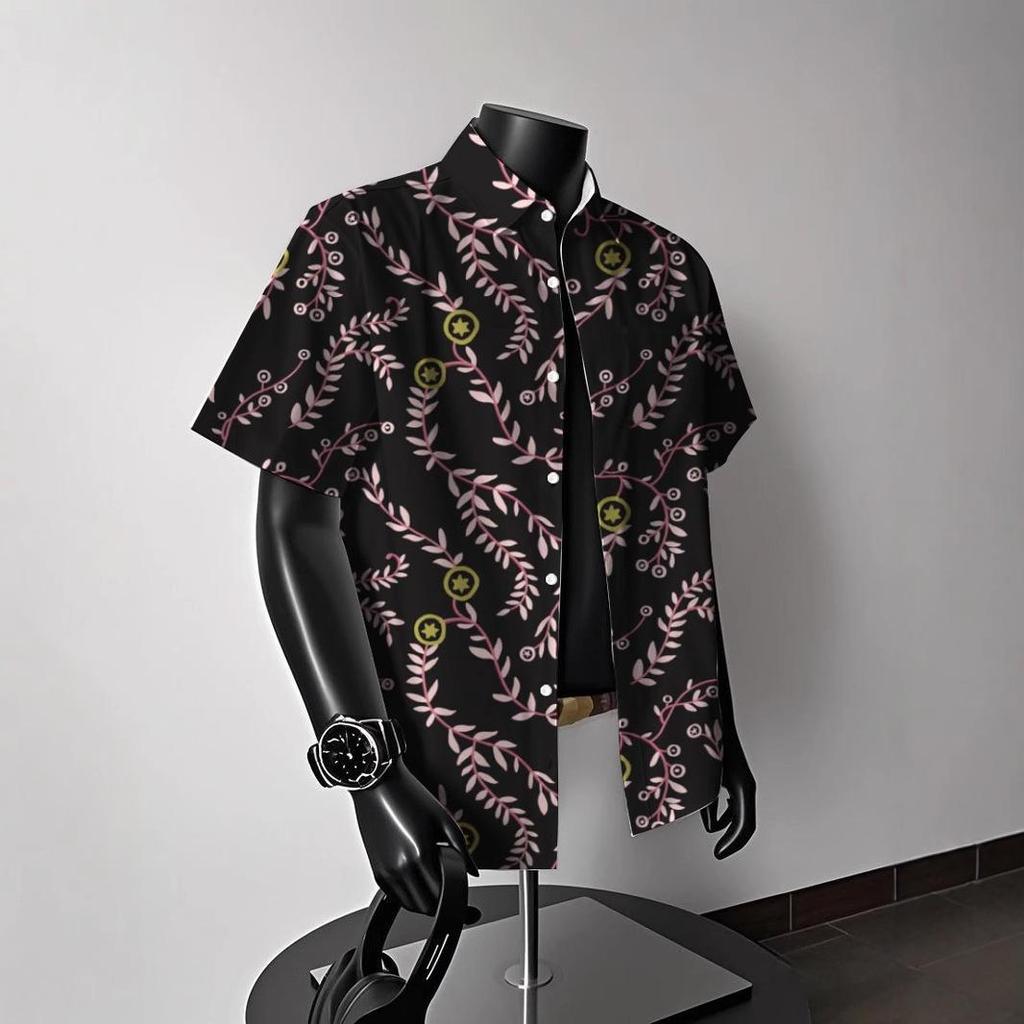 Heren Vintage Hong Kong-Stijl Hawaiiaans Bloemen Korte Mouw Shirt: Trendy Zomerstrandkleding voor Koppels