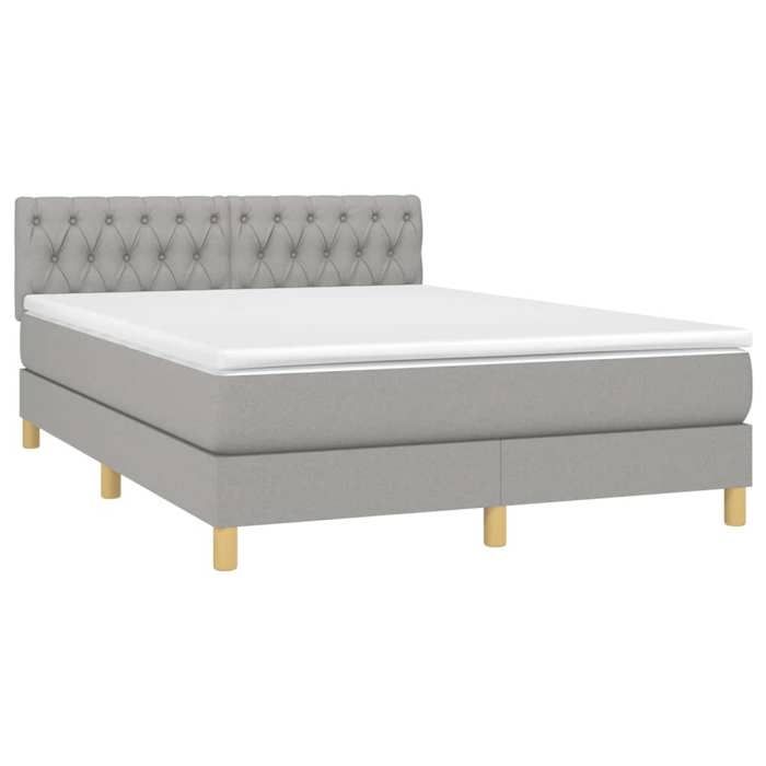 Cadre de lit avec matelas - Maison Exclusive - 140x190cm - Tête de lit réglable - Gris clair - 2 places