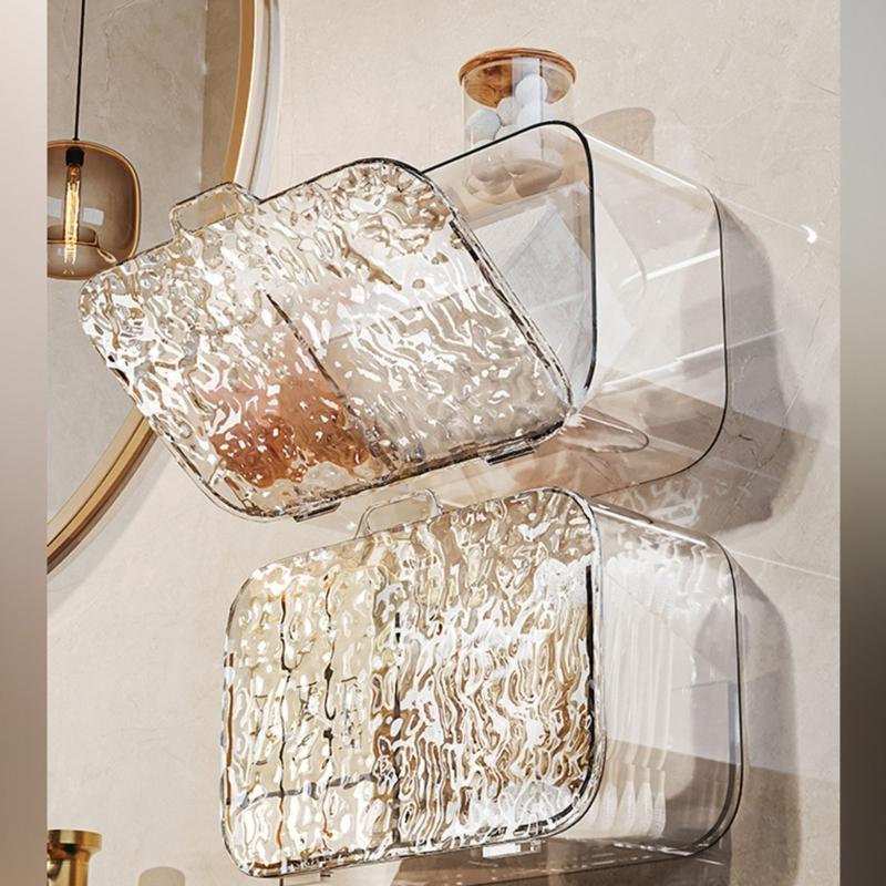 Wall Mounted Cotton Pad Storage Box Practical Hanging Cotton Pad Holder Storage Holder For Organized Living Spaces