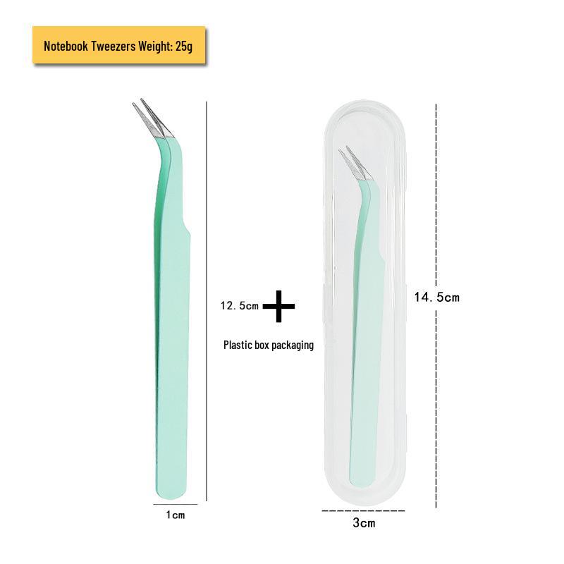 Stainless Steel Eyelash Tweezers: Thickened Journal Clips, Pointed Curved Tip for Nail Art, In Stock