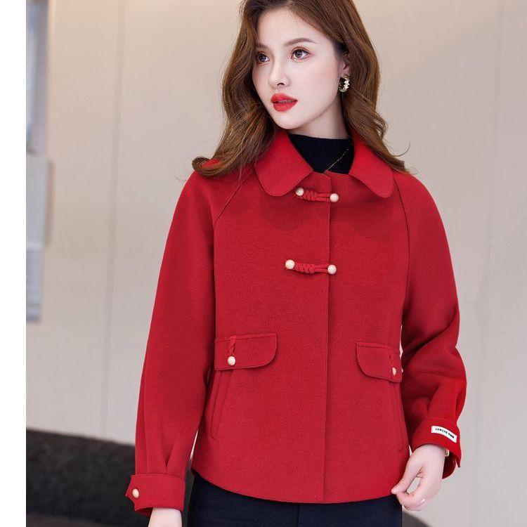 Autumn and Winter Short Double-Sided Plush Woolen Coat Loose Fit Jacket for Petite Women