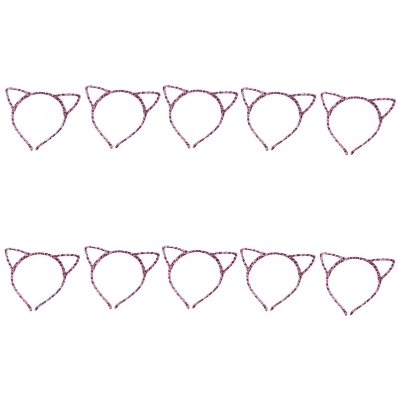 10Pieces Cats Ear Hairhoop Hair Styling Ornament Bendable Hairband For Kids Adults Theme Parties And Everyday Wear