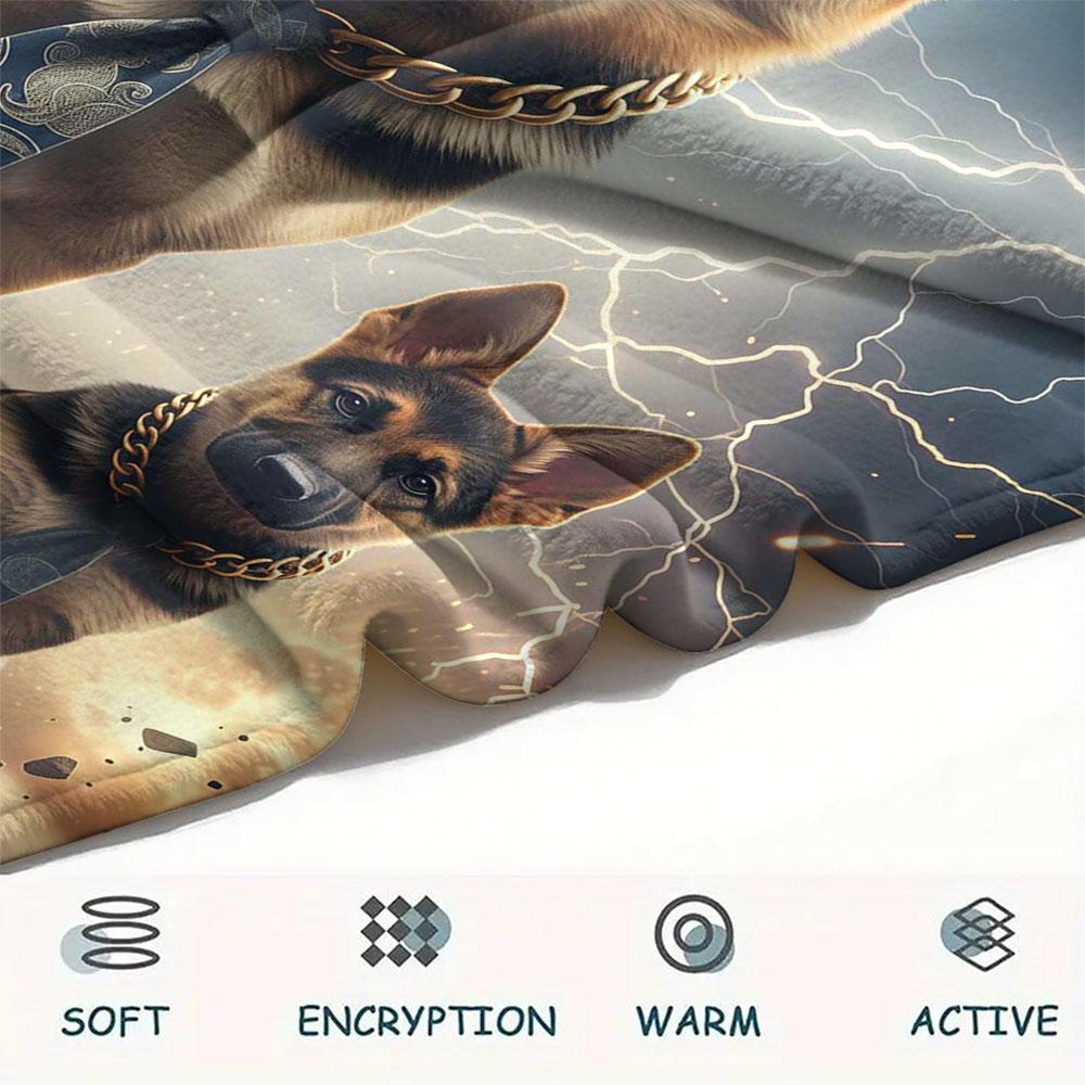 1Pc LightningPuppy Print Flannel Blanket, High quality Comfortable for All Seasons, Home Decor, Warmth and Comfort, Perfect for Christmas Gifts