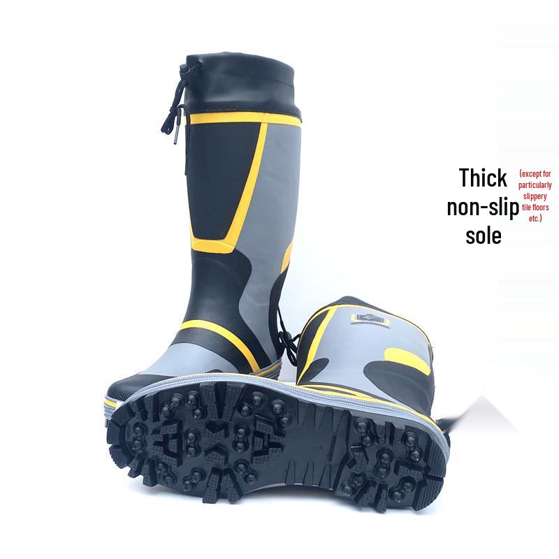 Vyriški neslystantys aukštakulniai vandeniui atsparūs guminiai lietaus batai su plieniniais padais - kvėpuojantys, madingi žvejybai