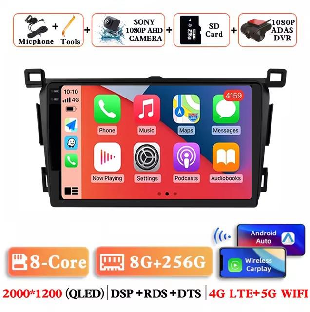 Android 14 Wireless Carplay Auto Car Radio for Toyota RAV4 Rav 4 2013 - 2018 Multimedia Player Navigation GPS 4G+WIFI Stereo RDS