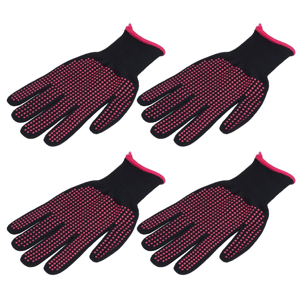 4Pcs Heat Resistant Gloves High Temperature Resistant Anti Scalding Mitts with Silicone BumpsRose