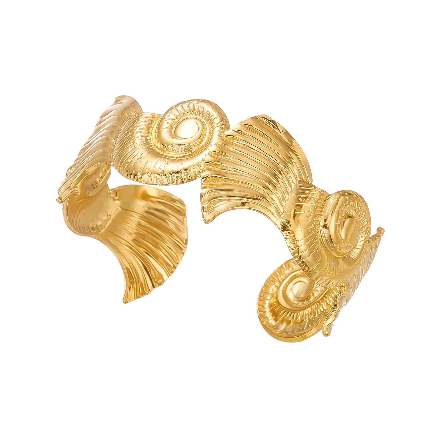 

Hammered Stainless Steel Conch Shell Bangle For Women Textured Marine Style Waterproof Metal Jewelry