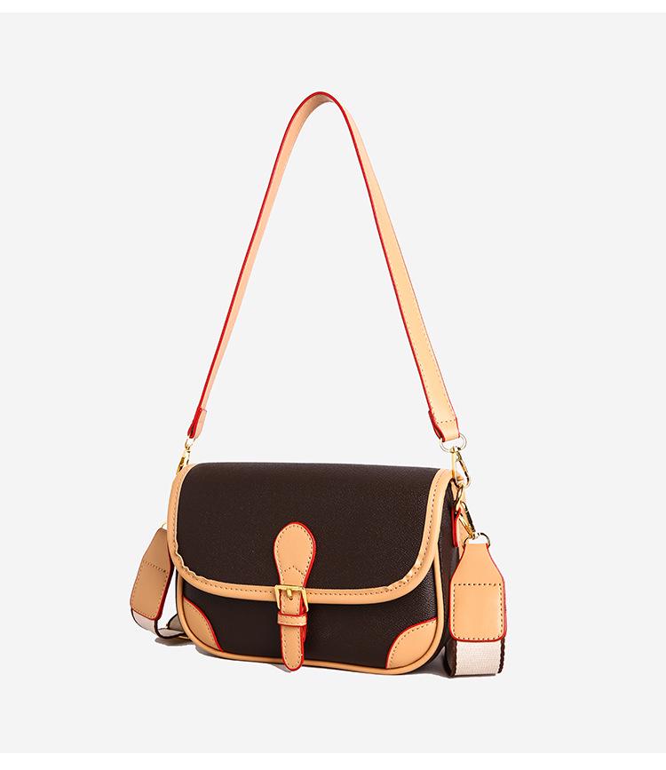 Women's Vintage Color Block Saddle Crossbody Bag - Large Capacity, Single Shoulder, Commuter Style 2025