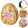 Metal Egg Shaped Tinplate Box Exquisite Rabbit Iron Case Easter Egg Candy Box  Tea Leaf