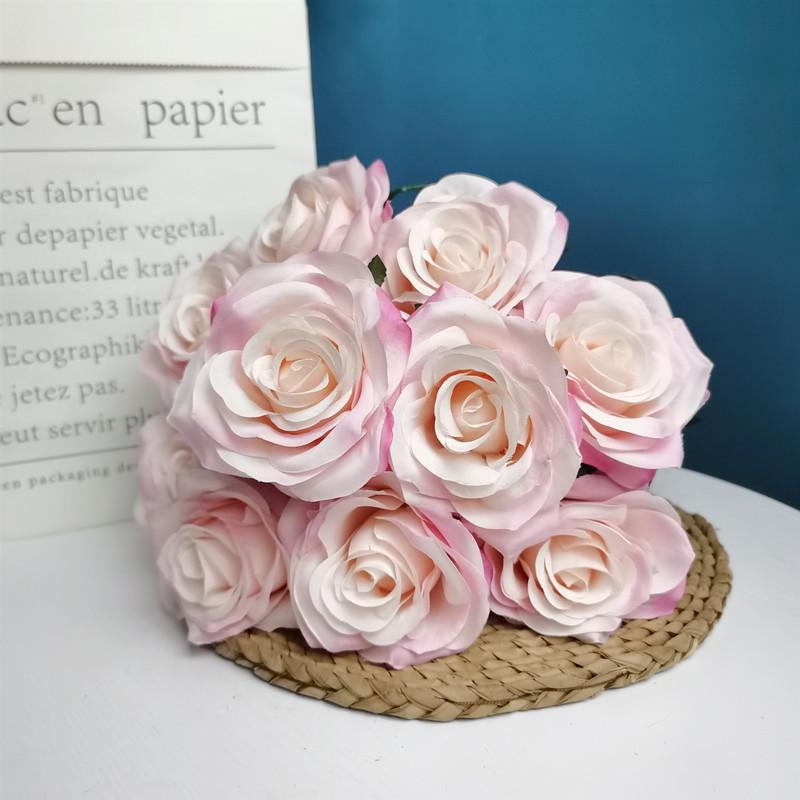 

24-Color Silk Rose Bouquet - 10 Head Wedding Aisle Decorations