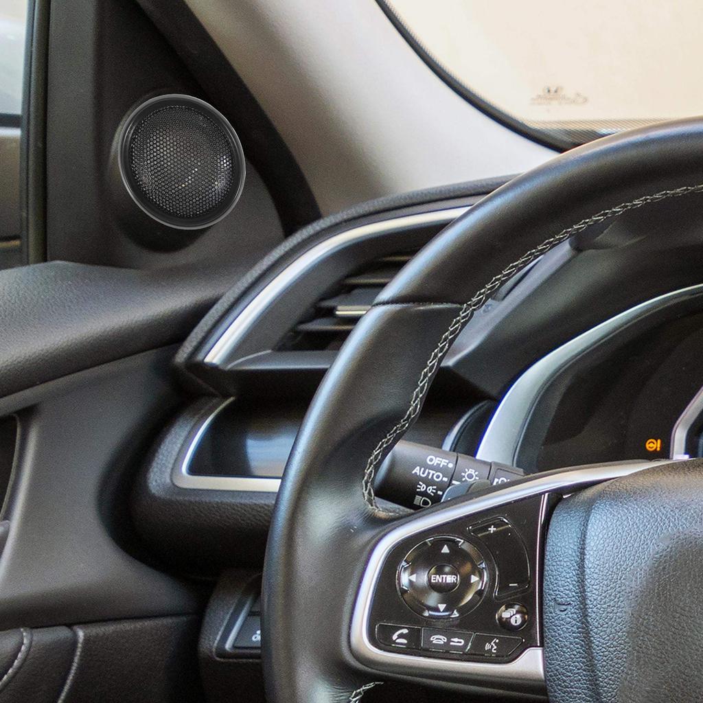 X AUTOHAUX Speaker Cover Speaker Grille Cover 43x8mm Mesh Subwoofer Grille Horn Glossy Guard Protector Plastic Iron Black 2 Pack