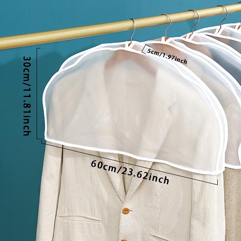 White PEVA Garment Covers Translucent Breathable Suit Dust Covers Shoulder Protectors for Clothes Coats Jackets Wardrobe Storage