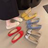 French Style Bow Round Toe Ballet Shoes Fairy Shoes Flat Gentle Evening Shoes Paired with Dress Shallow Mouth Single Shoes