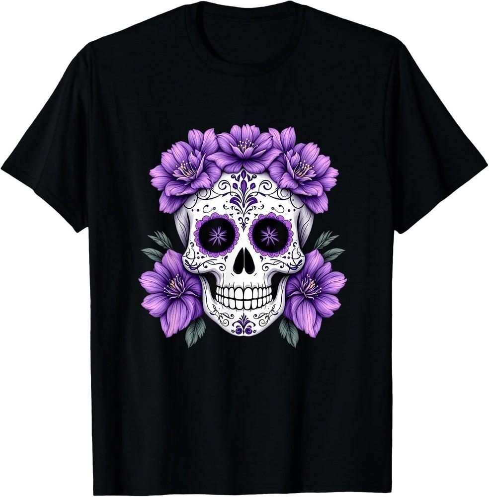 Purple Sugar Skull Mexican Día-delos-Muer wbr/ tos Day-of-The-Dea wbr/ d  Gifts Unisex T-Shirt M