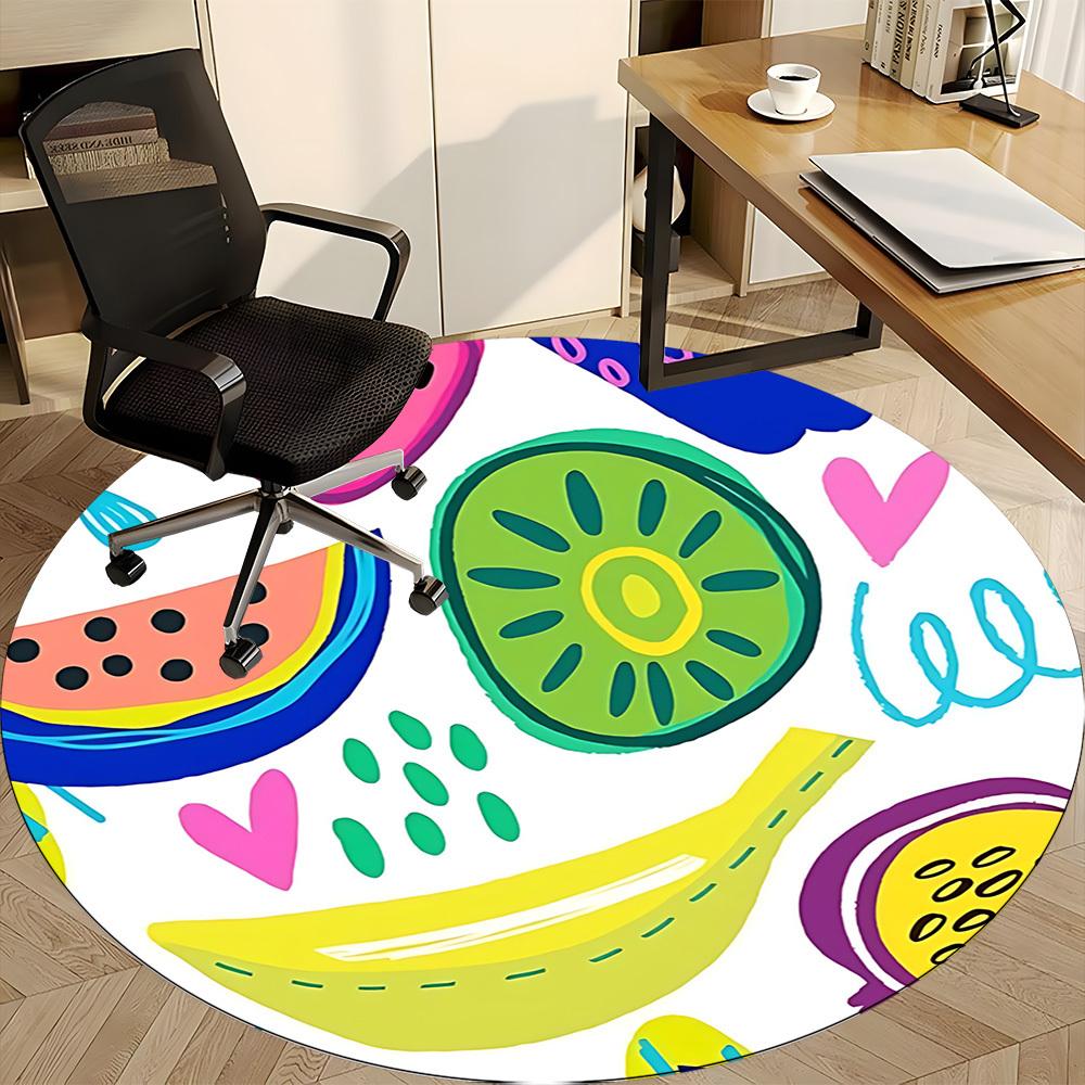 1pc Watermelon Slices Chair Carpet for Office Non Slip, Machine Washable Rug for Office, Room Holiday Decor for Christmas, Birthday Polyester