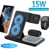 3 in 1 15W LED Foldable Wireless Charger Stand For Samsung S24 S23 Galaxy Watch 2-8 Active 1 2 Buds Pro Fast Charging Station