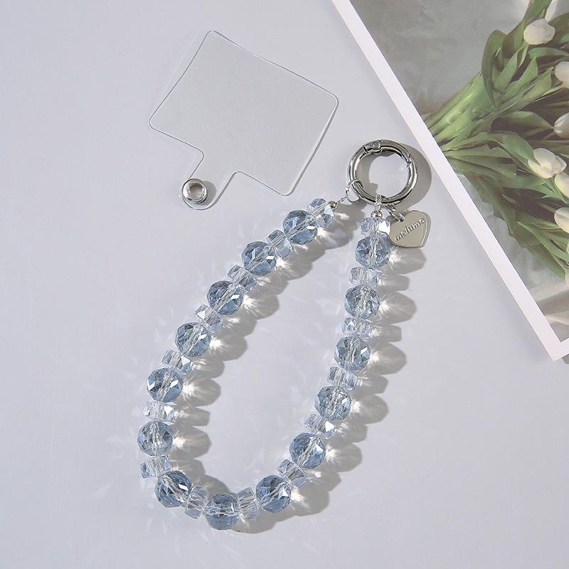 Handmade Colorful Crystal Beads Light Luxury Phone Chain Hanging Rope Temperament Keychain Bag Accessories Transparent Clip