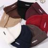 High Quality American Casual Hat Men and Women Winter Ripped Wool Hat Warm Ear Protection Knit Hat Letter Cold Hat