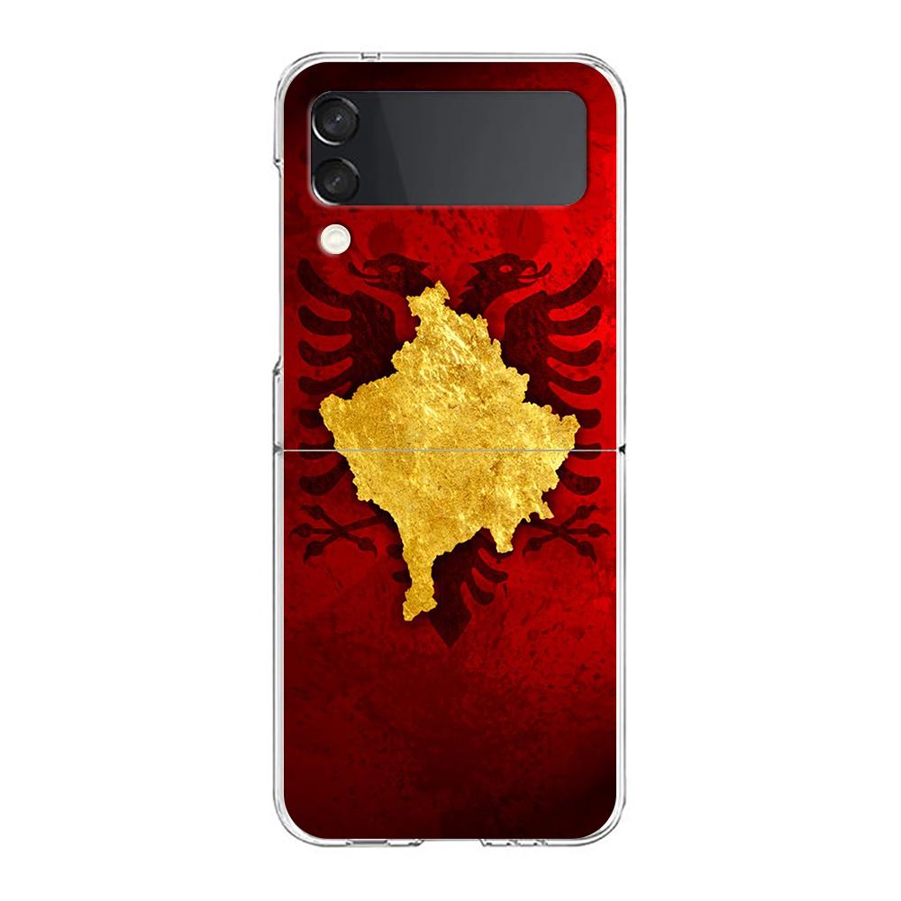 Etui na telefon Samsung Galaxy Z Flip 3 4 5 Przezroczyste składane Twarda PC powłoka Dla Galaxy Z Flip 3 5 Przezroczyste etui flaga Albanii