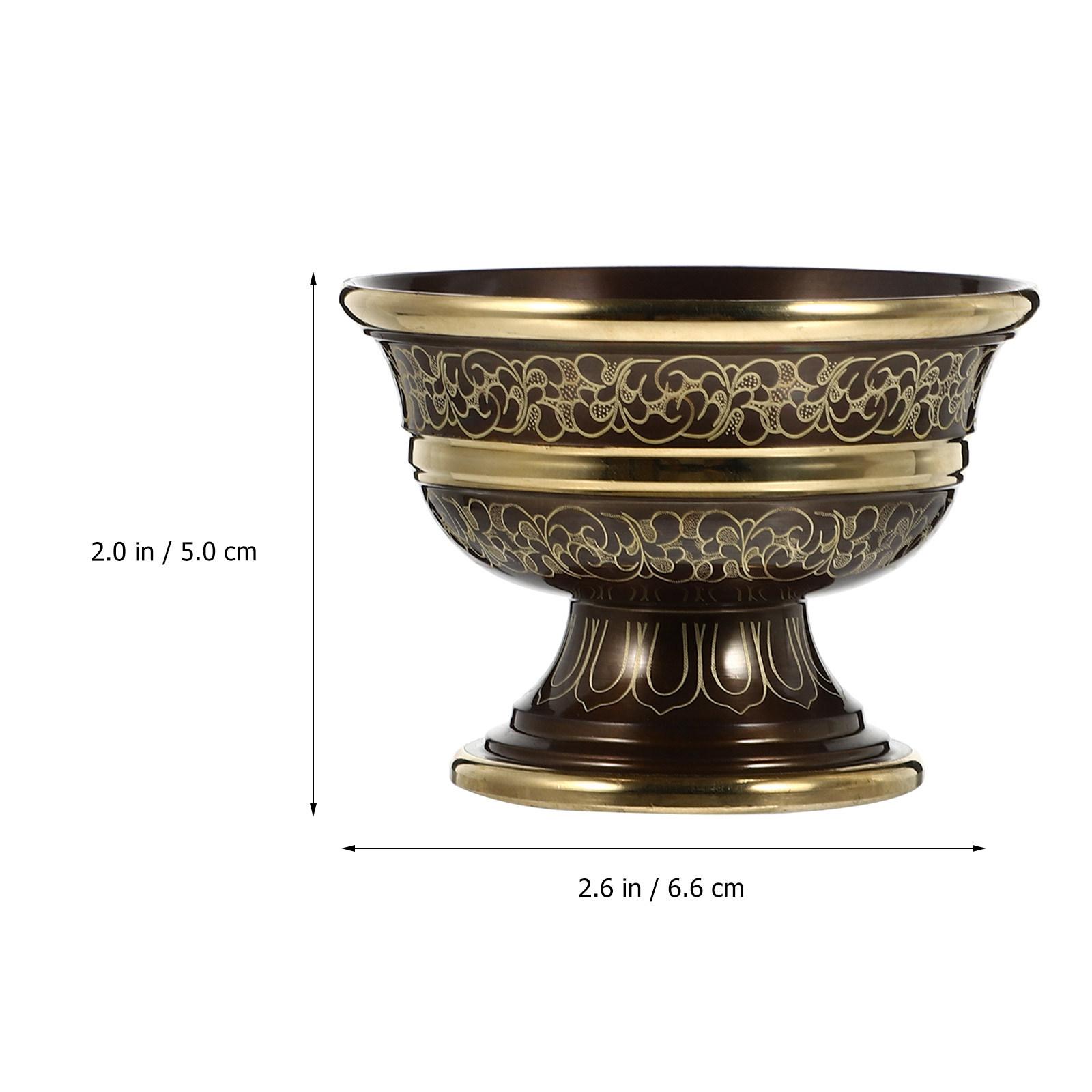 1Pcs Brass Water Offering Cup Auspicious Pattern Buddhist Temple Bowl Ritual Decoration Home Meditation Supply Temple Cup