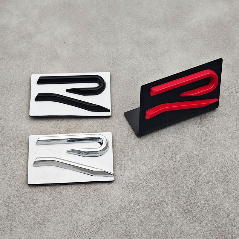 BSN1 Emblems 3D Metal R Logo Emblem Car Front Grill Badge Rear Trunk Sticker For Volkswagen VW R Rline Polo Passat MK8 Tiguan CC Golf