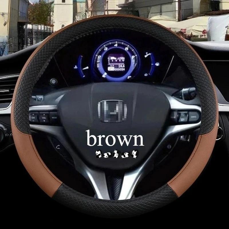 Car Steering Wheel Cover for Honda Civic 2004 2006 2007 2008 2009 2012 2013 2014 2015 PU Leather Non-slip AAccessories 38cm Size