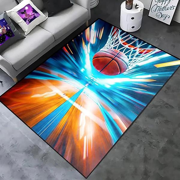 Creative Sports Area Rug Healthy ExerciseTeen Fantastic Basketball Enthusiast Carpet for Home Decor Kid Room ,Etc.