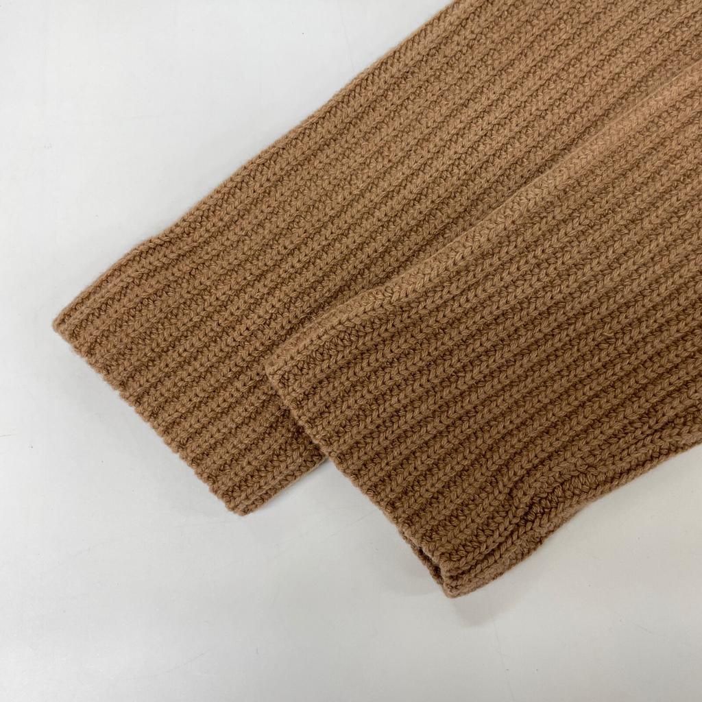 FOXEY 37519 Brown Wool X Cashmerex Silk Cropped Rib Knit Pullover Tops 38 BrownUsed