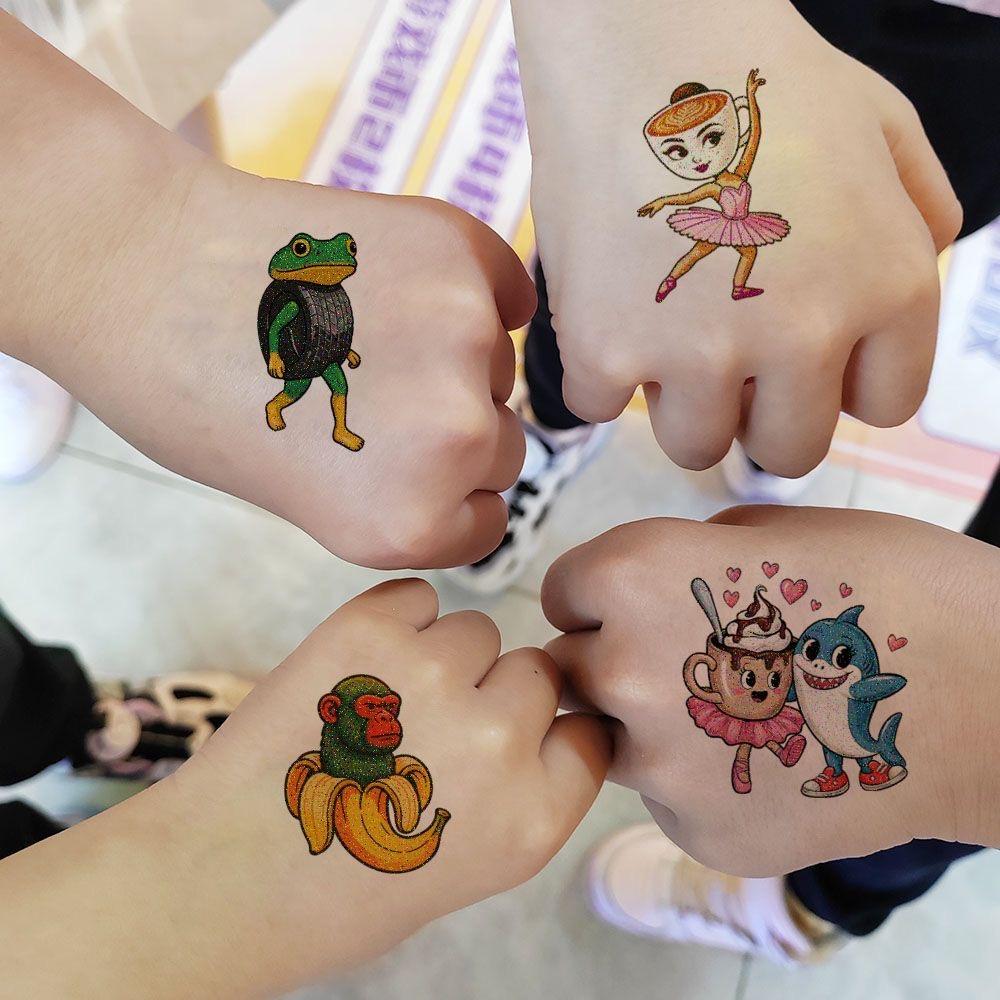 Abstract Tung Tung Sahur Animal Tattoo Stickers Italian Brainrot Funny Temporary Waterproof Tattoos Arm Decals Kids Party Gift