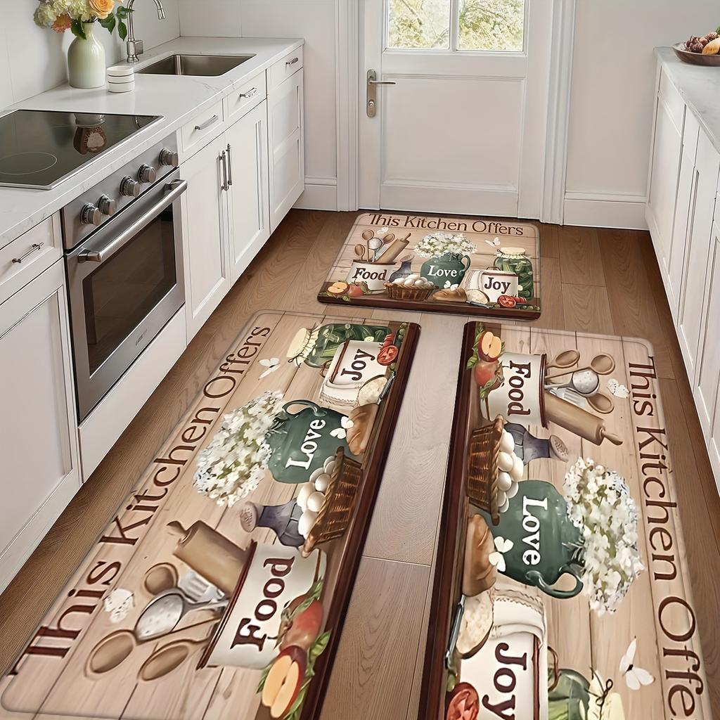 1Pcs Farmhouse Print Waterproof Non-Slip Thick Cushioned Kitchen Mat Heavy Duty Comfort Standing Mat for Kitchen Bathroom