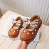 Little Girl Leather Shoes Fashion Sweet Bowtie Children's Flats Embroidery Causal Kids Versatile Princess Wedding Shoes Non-slip