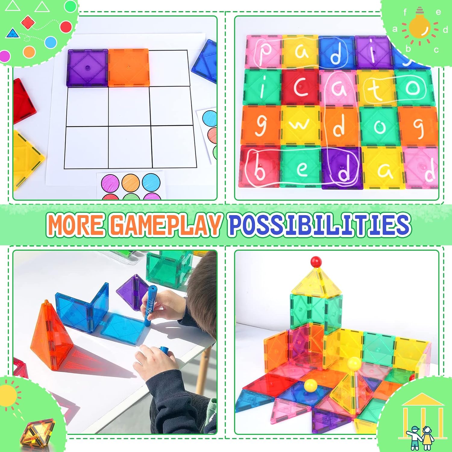 Soyee Magnetic Tiles Toddler Toys Magnetic Building Blocks for Kids Ages 3-12 STEM Educational Toys for Girls & Boys Sensory Play for Preschool