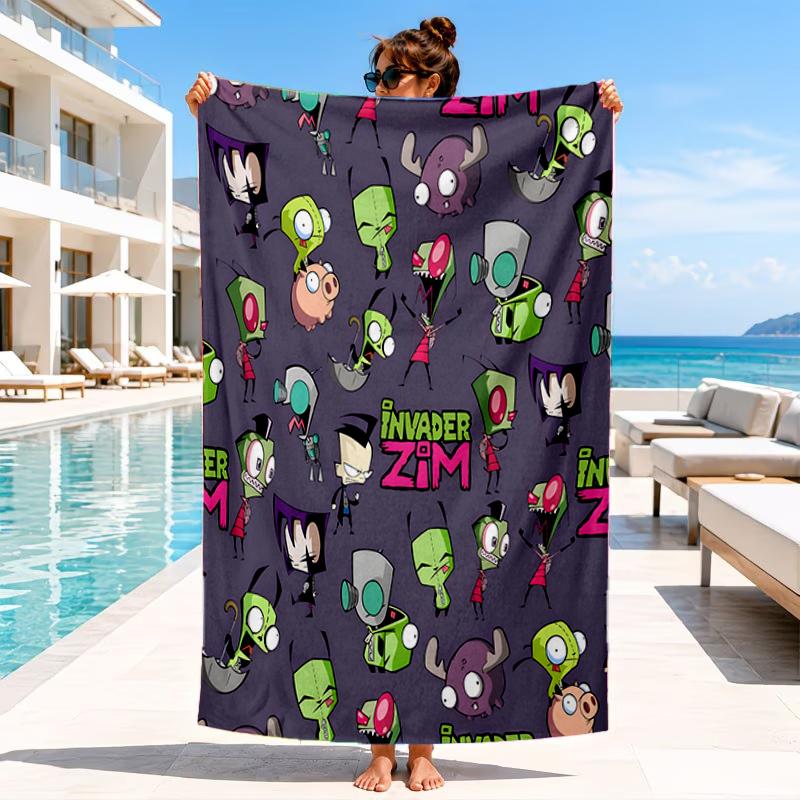 Alien Invasion Pattern Beach Towel, Microfiber Beach Towel, Perfect For Pool, Beach, Travel, Home Decor Beach Party Fan Gifts