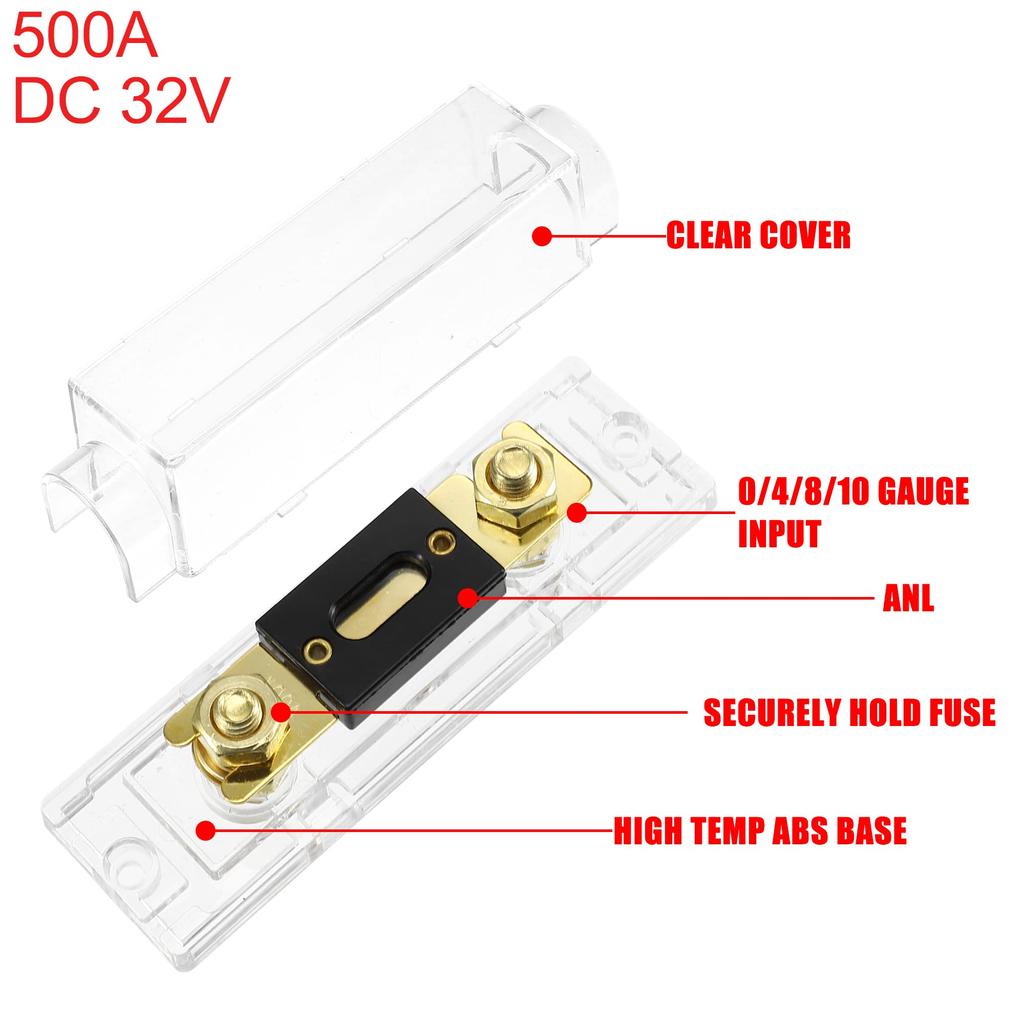 uxcell ANL Fuse Holder Car Audio 0 4 8 Gauge Inline Transparent Fuse Block