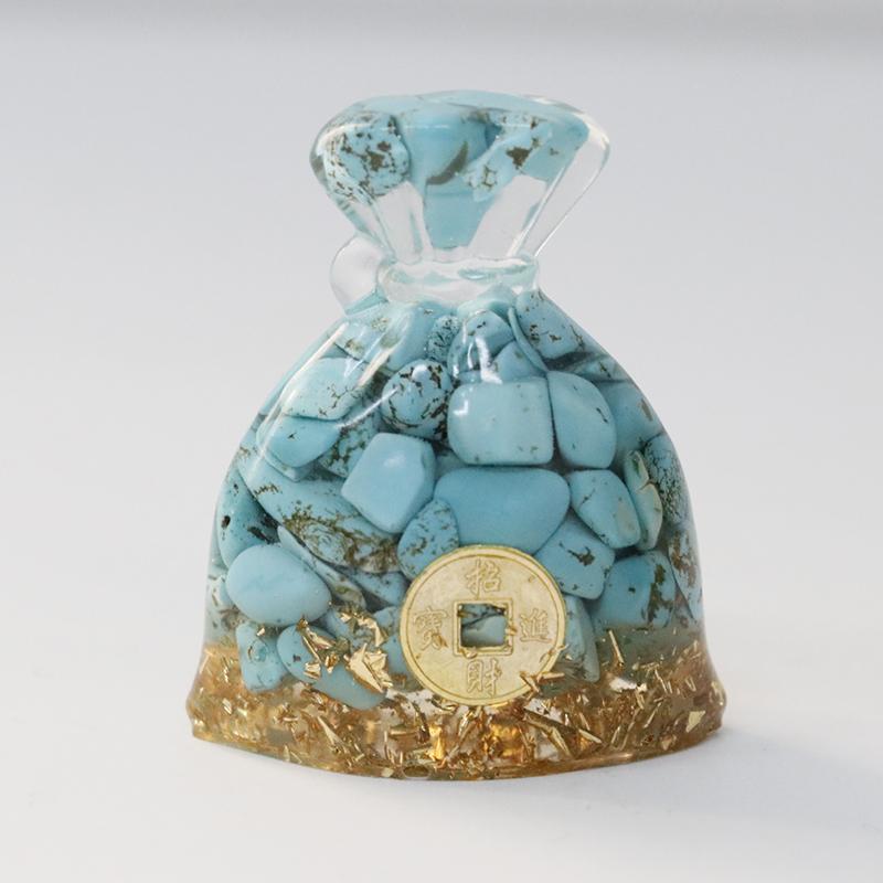 Lucky Money Bag Crystal Prosperity Money Pouch Resin Figurine Crushed Gemstone Money Sack Feng Shui Gift Home Decor