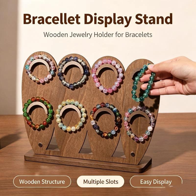 Simple Wood Bracelet Tray Hand Bangle Organizer Bracelet Display Rack Ornaments Storage Case Necklace Display Stand Gift