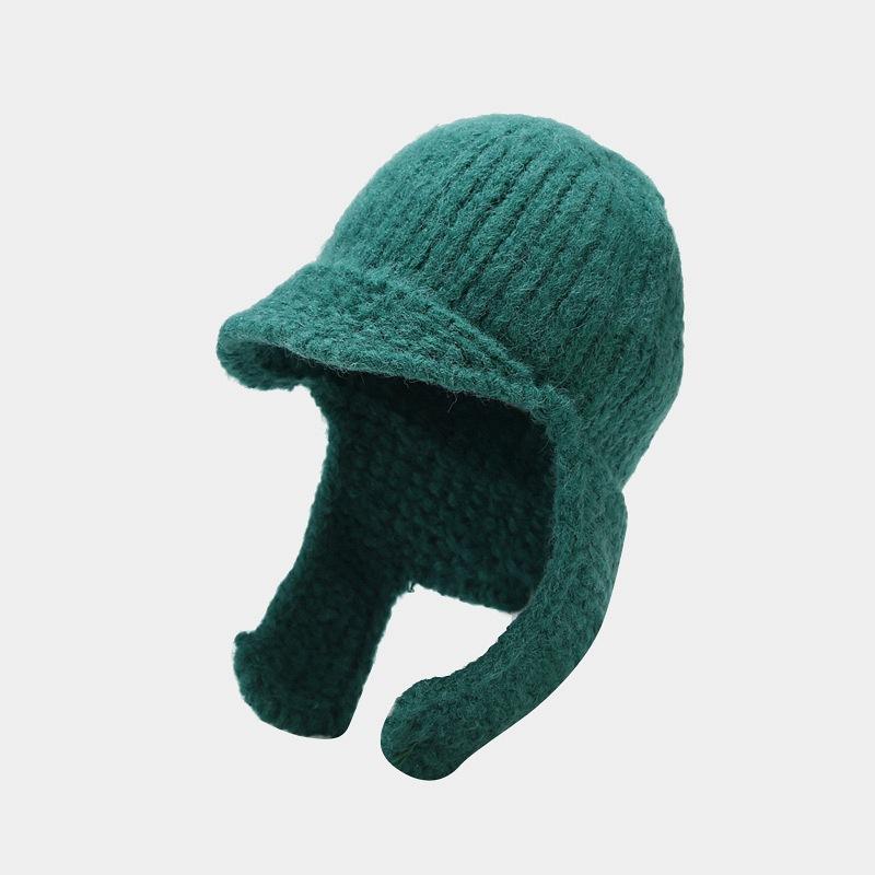 

Литературная синяя однотонная вязаная шапка женская ручной работы с защитой ушей шапка-ушанка для тепла зимой one size fits all зелёный