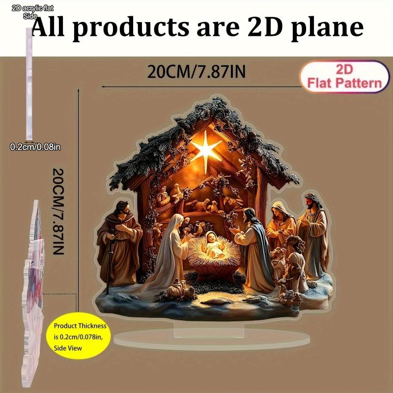 Decorazione da Tavolo di Natale Acrilica 2D Piatta Stile Boemo "Natività", Adatta per decorazione murale, portico, stanza, villa, accenti Casa, Corridoio,