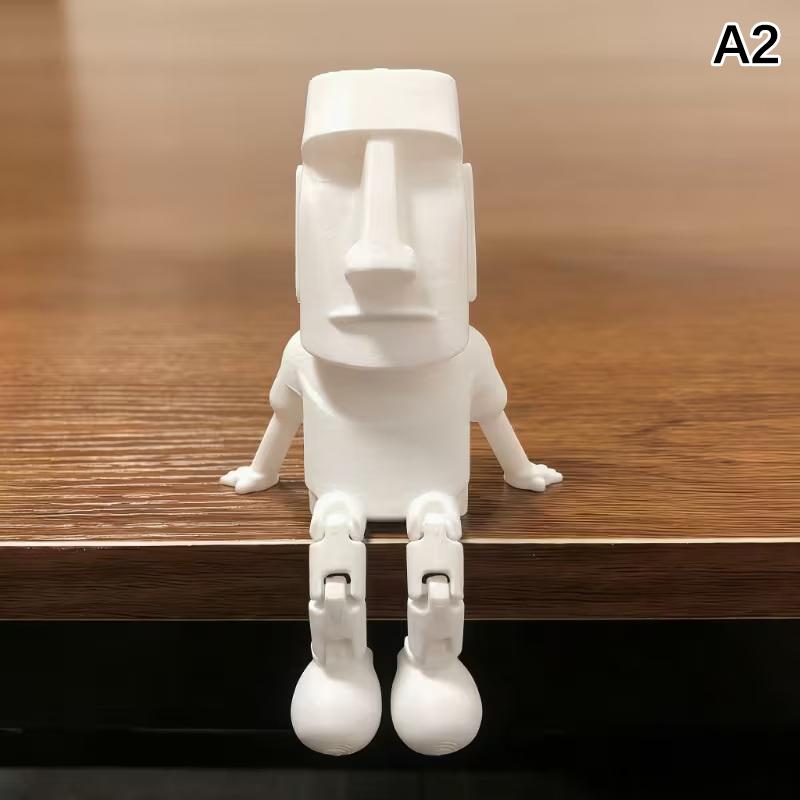 3D Printed Statue Easter Island Ornament With Movable Joints Collectible Figurine Home Desk Decor Party Gift