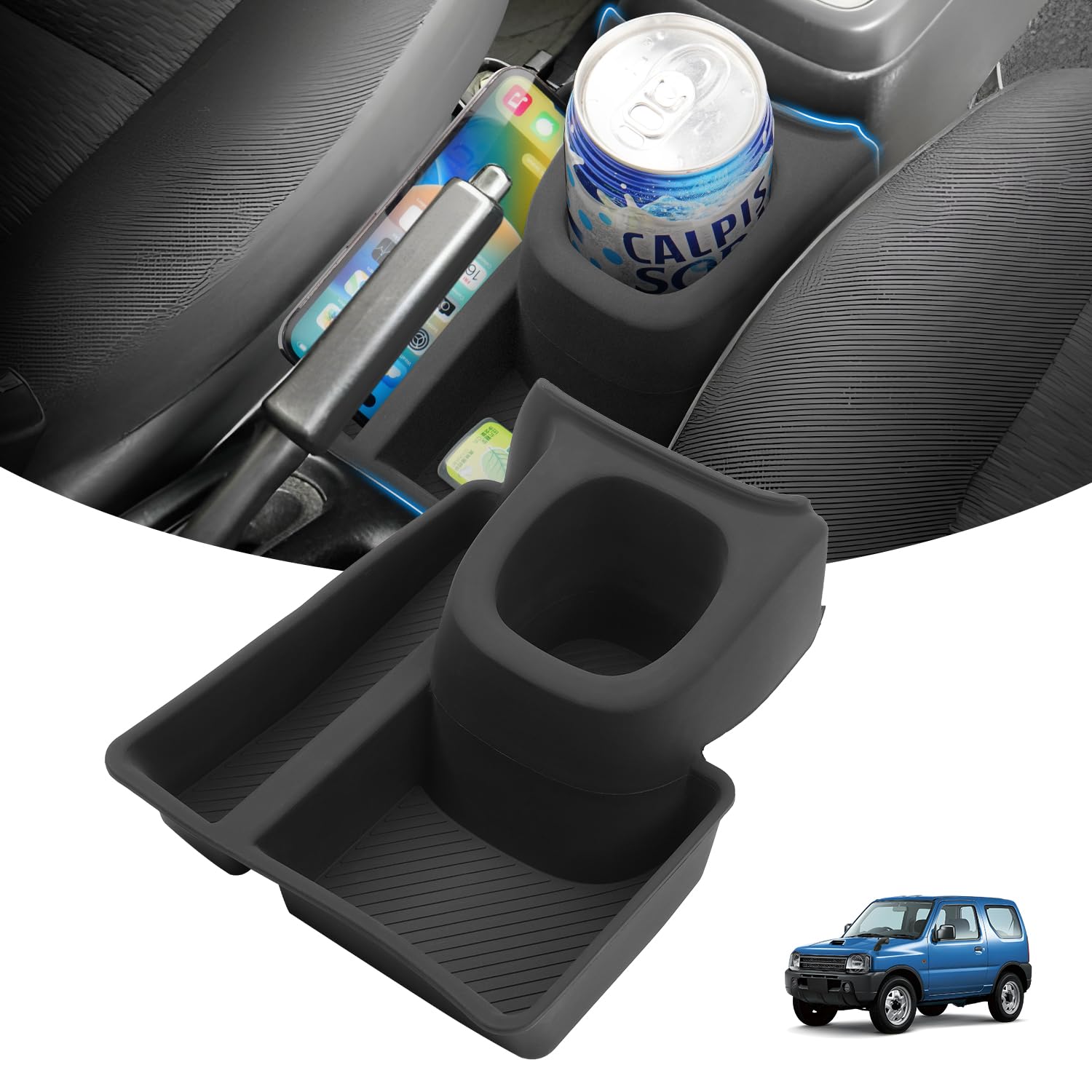 

LIMSTYLE Console Tray for Suzuki Jimny JB23 (AT) and Jimny Sierra JB43 Center Console Box, Add-on Tray, Storage Box, Drink Holder, Cup Holder, and Acc